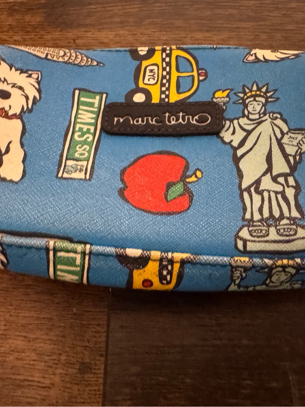 Marc Tetro NYC Westie Times Square Travel Cosmetic Bag Make Up Pouch Organizer